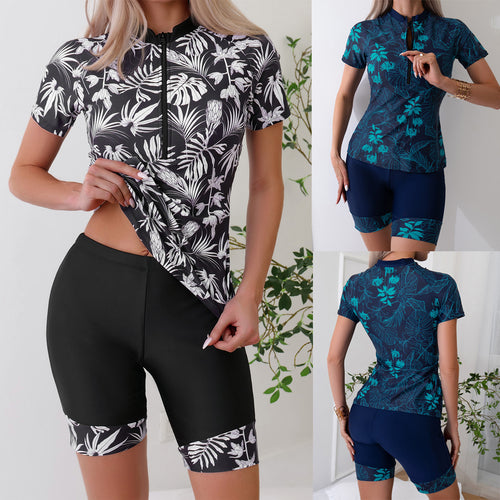 Dame Surfdragt med elegant plante mønster og praktiske shorts Stilla