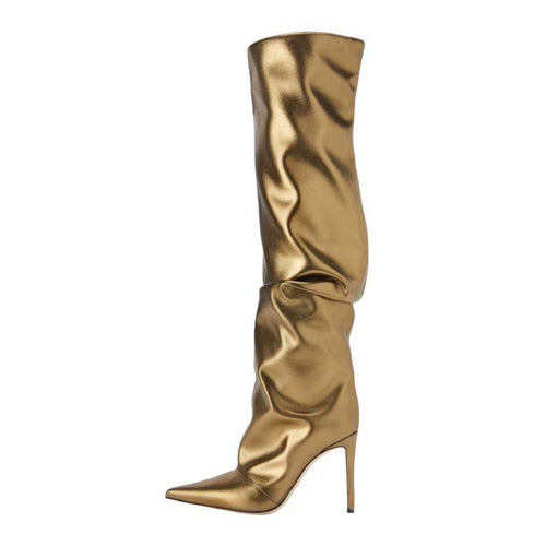 Femme Metallic Slouchy Over-the-Knee Stiletto Støvler Stilla