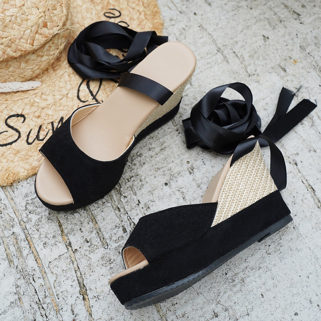 Dame Wedge-sandaler med farverig marmor-design og højt lukket hælområde Stilla