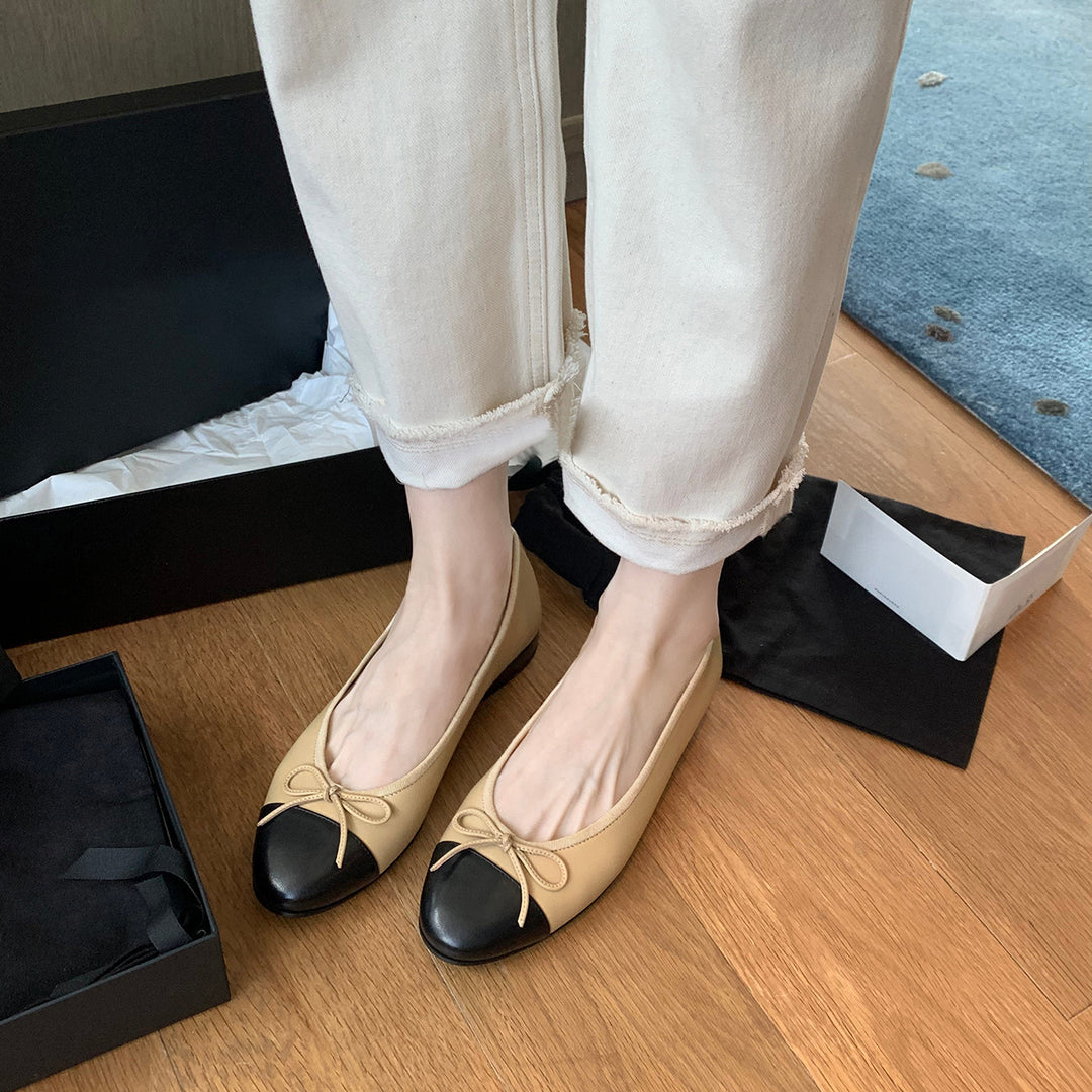 Dame Chic Sløjfe-Detalje Ballerina Flats Stilla