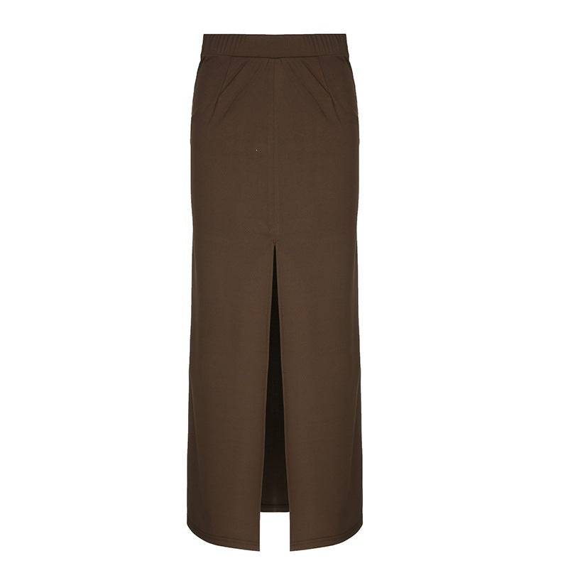 Dame Elegante Midi-nederdel med sideslids og elastisk talje Skovae