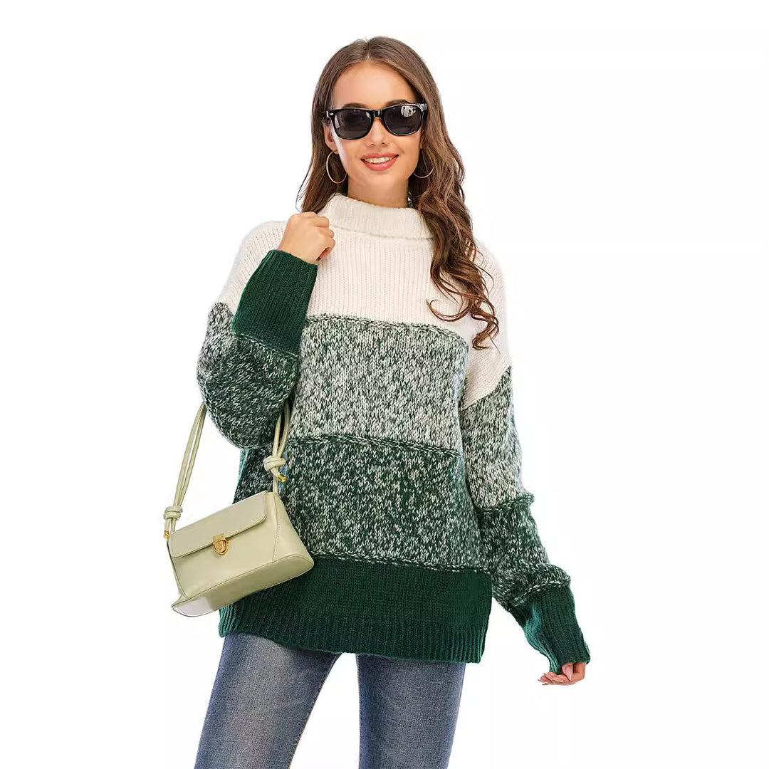 Kvinders hyggelige turtleneck sweater i struktureret strikdesign Stilla