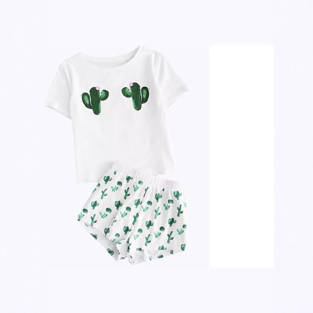 Dame Pyjamasæt med humoristisk print og behagelig pasform Skovae