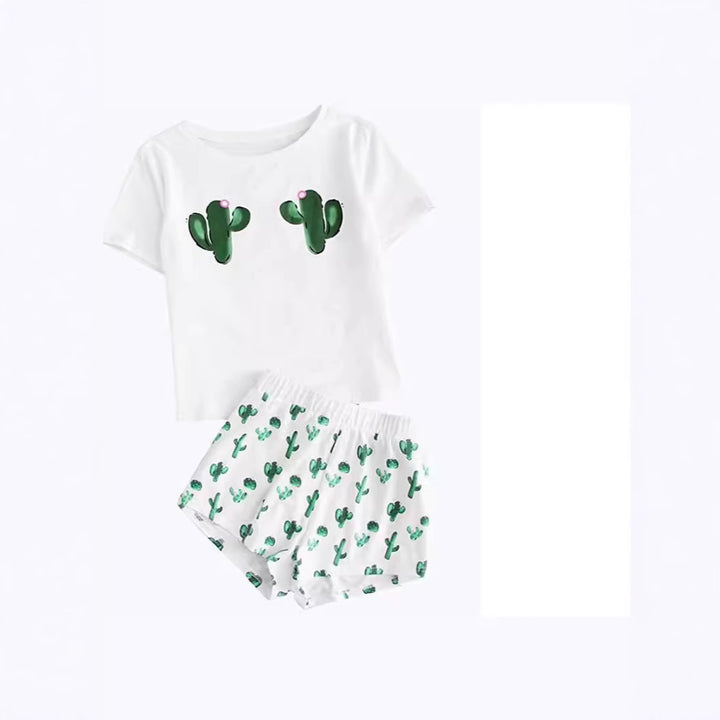 Dame Pyjamasæt med humoristisk print og behagelig pasform Skovae
