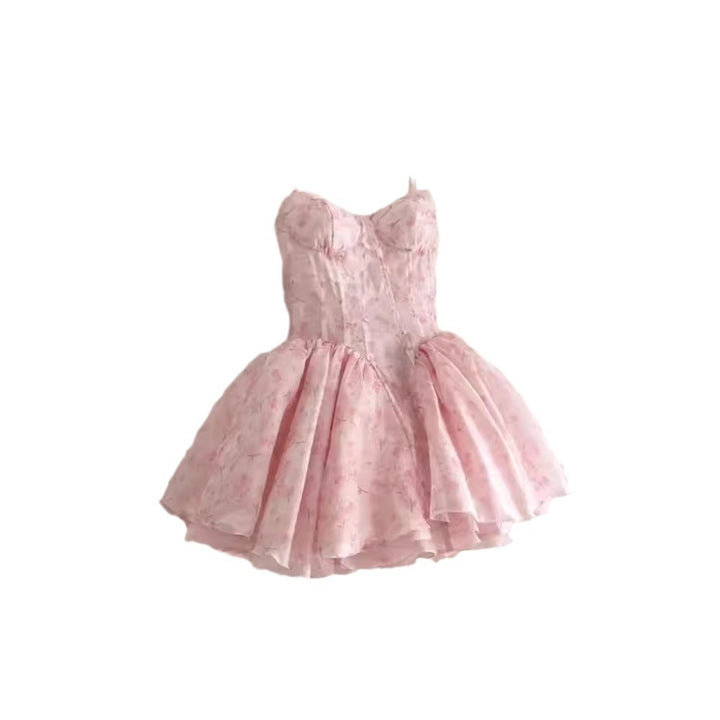 Dame cocktailkjole med strapless top og svingende tylskørt Skovae