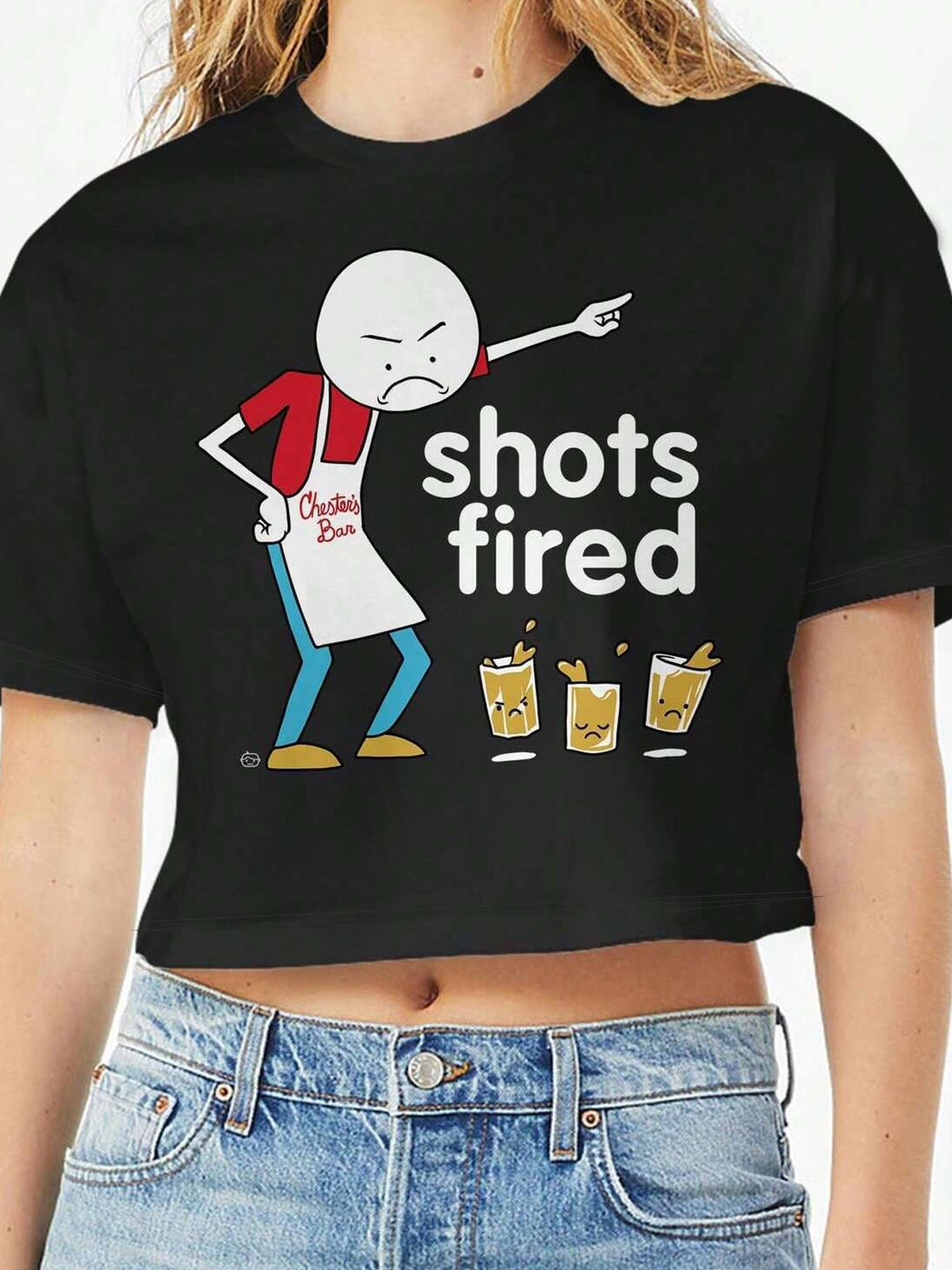 Dame Crop-Top med iøjnefaldende tekst Skovae