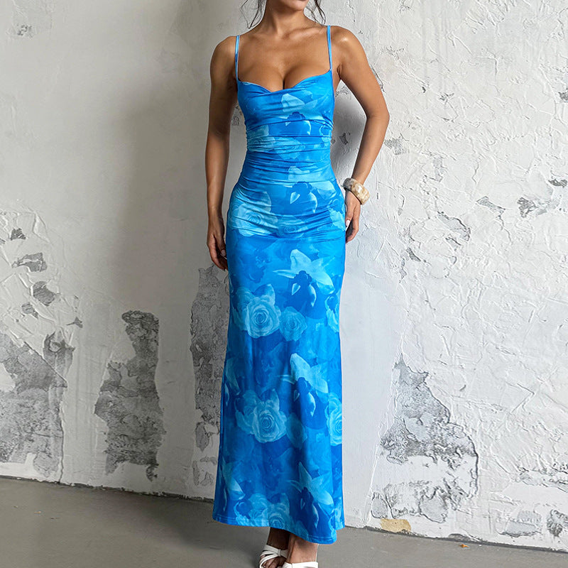 Dame figuroptimeret maxikjole med floralt design Skovae