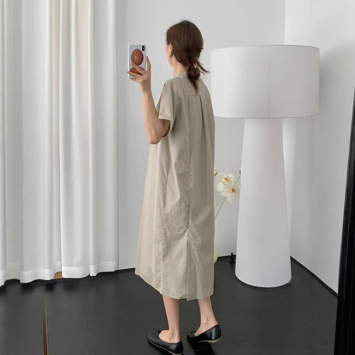Dame Oversized Knap-Down Skjortekjole Stilla