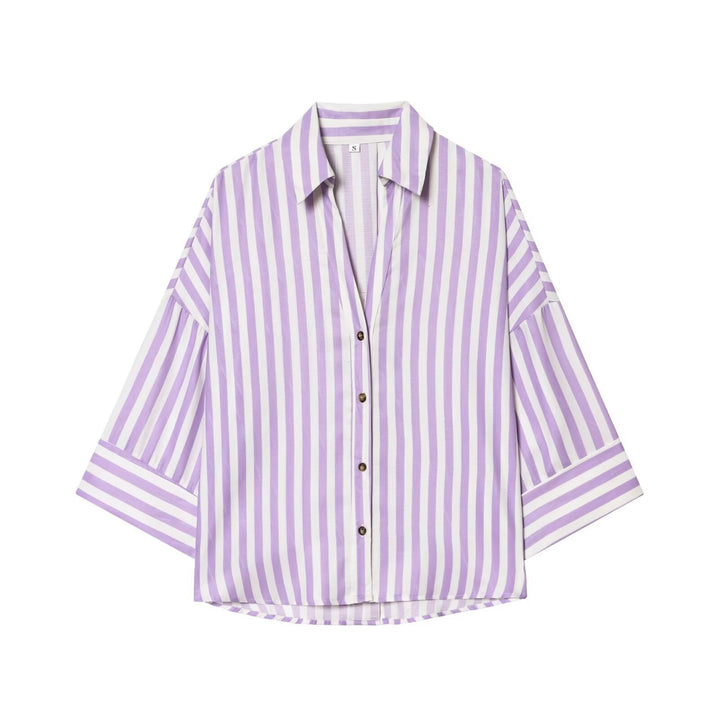 Dame skjorte bluse med afslappet snit og elegante 3/4-ærmer Skovae