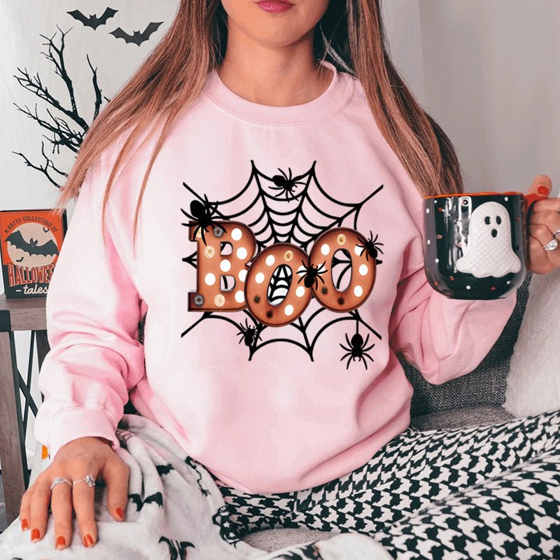 Kvinders sweatshirt med kreativ Halloween edderkoppespind design Stilla