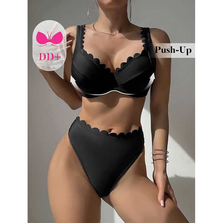 Dame bikini sæt med elegante bølgetoppe Skovae