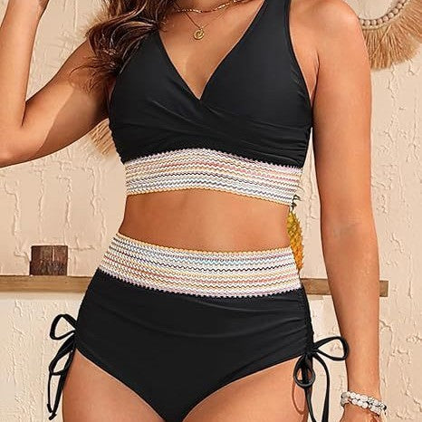 Dame Høj udformet bikini med elegant omslagsdesign og dekorativt midjebånd Stilla