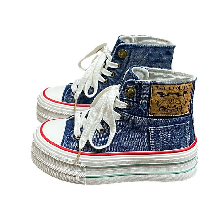 Dame højformat sneakers med moderigtige plateau sål og robust canvas-materiale Stilla