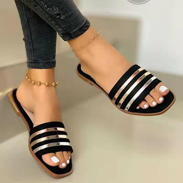 Dame elegante sandaler med stilfulde metalstriber Stilla