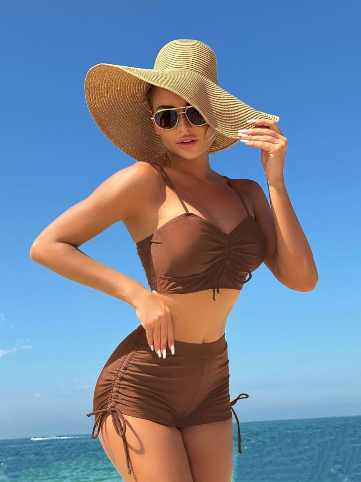 Dame Crop-Top Bikini Sæt med justerbare Rüschen Stilla