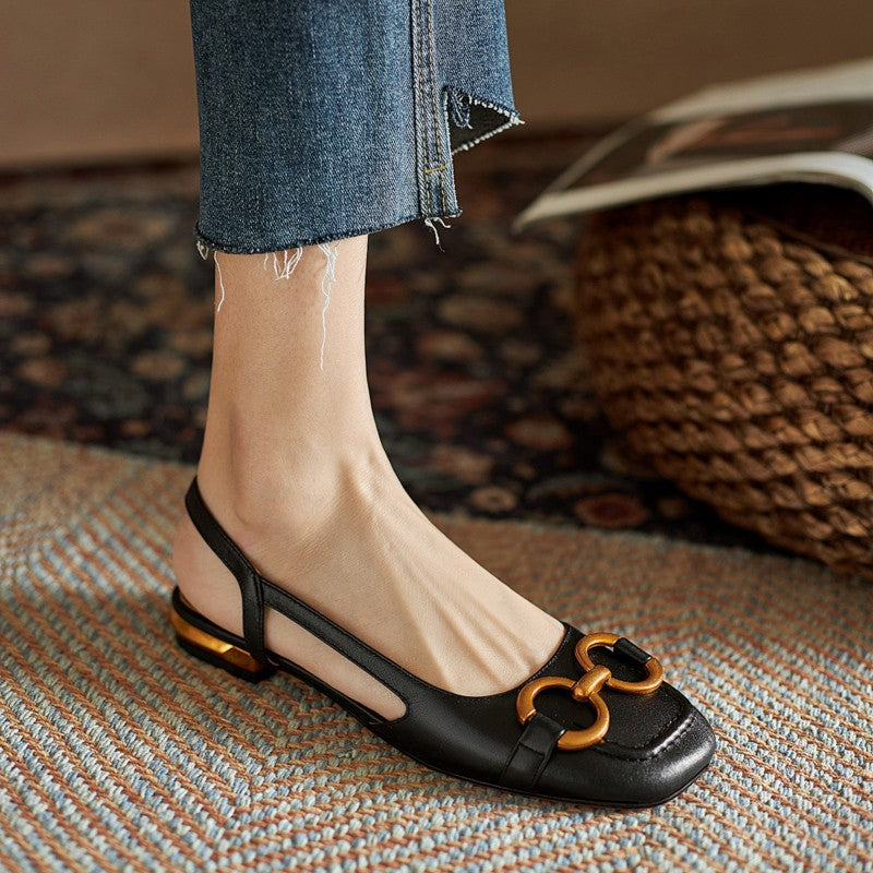 Femme elegante Slingback Ballerinaer med kæde-detalje Stilla