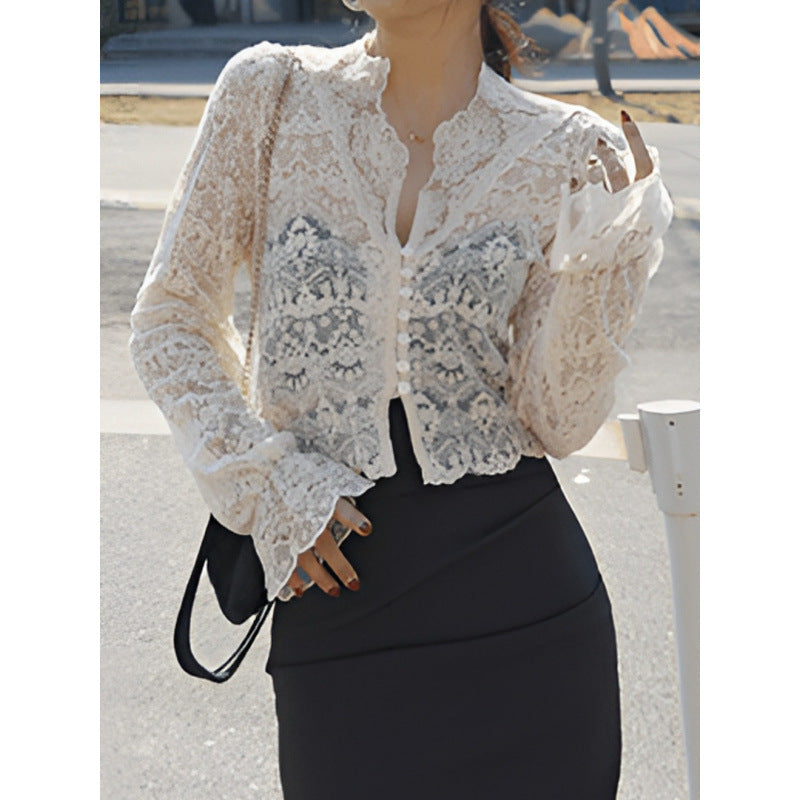Femme Spids Knap-Bluse Stilla