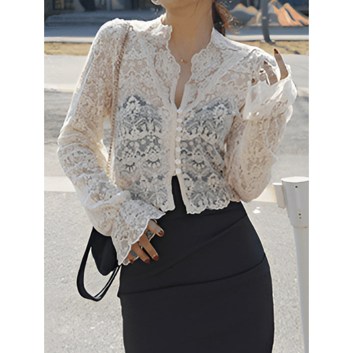 Femme Spids Knap-Bluse Stilla