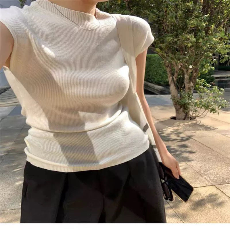 Dame figursyet ribstrik top Stilla