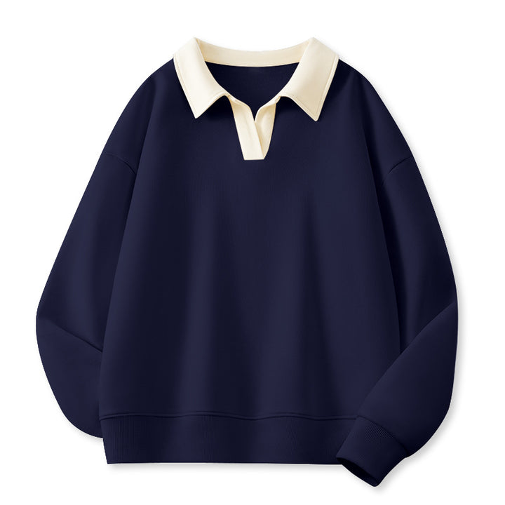 Femme Stilfuld V-Udsnit Fleece Pullover Sweatshirt Stilla