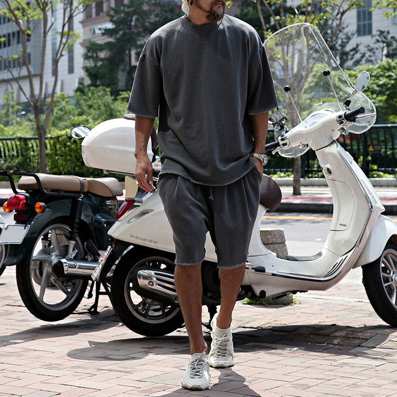 Herrer afslappet overdel og shorts sæt med oversized pasform Stilla