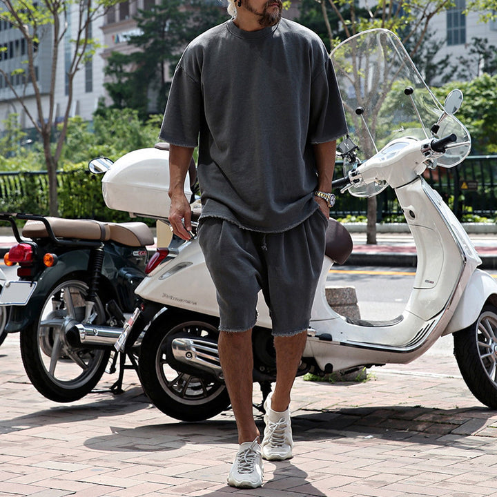 Herrer afslappet overdel og shorts sæt med oversized pasform Stilla