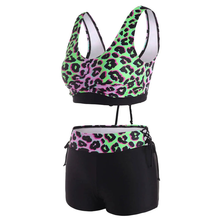 Dame sport-bikini-sæt med leo-print og komfortabel pasform Stilla