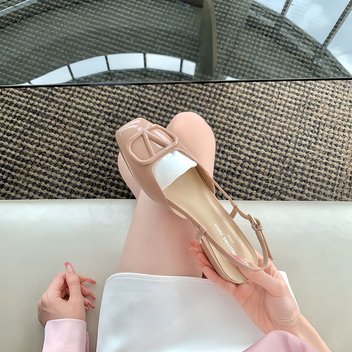 Dame elegante Slingback-flats med dekorativ spænde Stilla