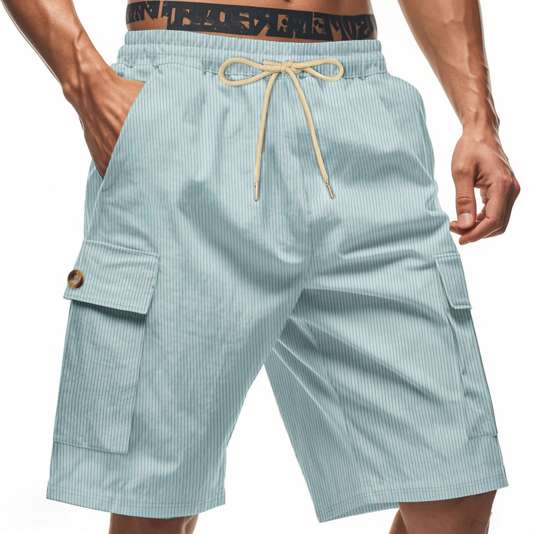Herrer cargo shorts med klassiske striber og praktiske sidelommer Stilla