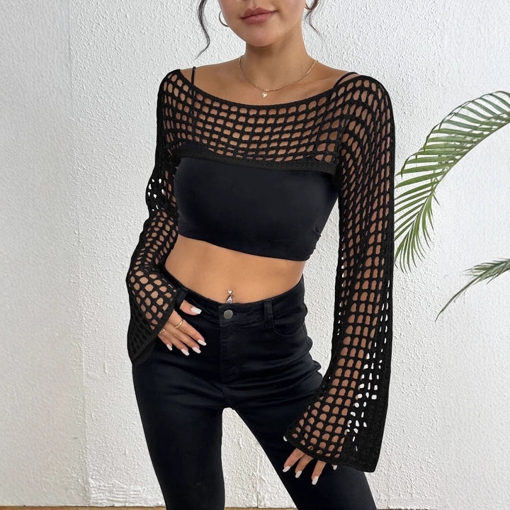 Damer Smart Hæklet Mesh Crop Top Stilla