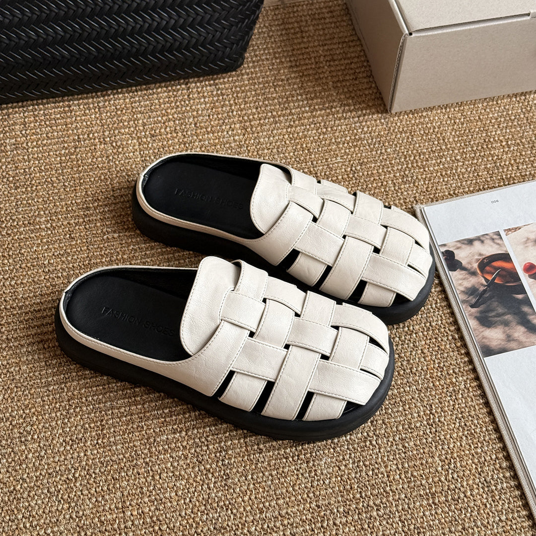 Femme Vævet Læder Slide Sandaler Stilla