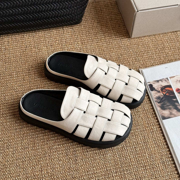 Femme Vævet Læder Slide Sandaler Stilla