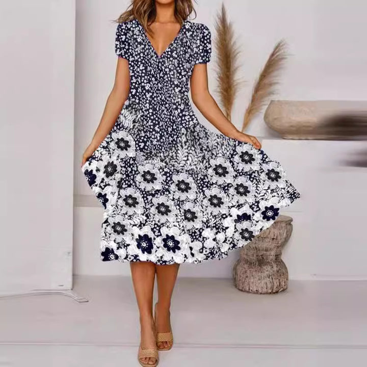Dame Floral Print Swing Kjole Stilla
