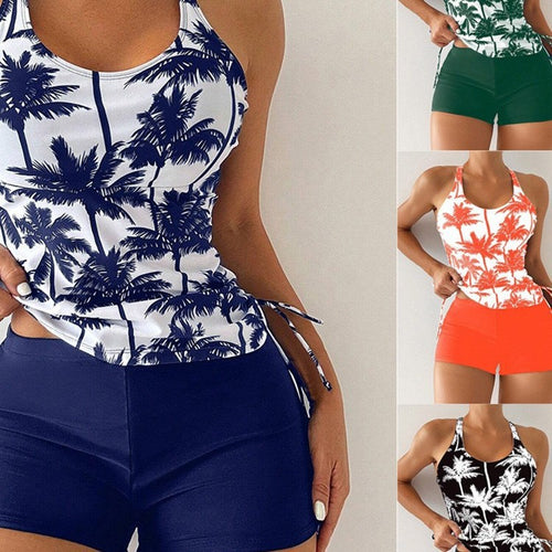 Dame Sport Tankini Sæt med blomsterdesign og korte shorts Stilla