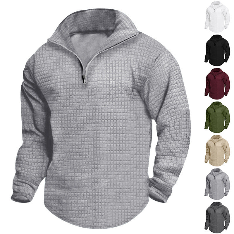 Herrer nan quilted thermo-halfzip med vaffelmønster, børstet foring og afrundet kant Skovae