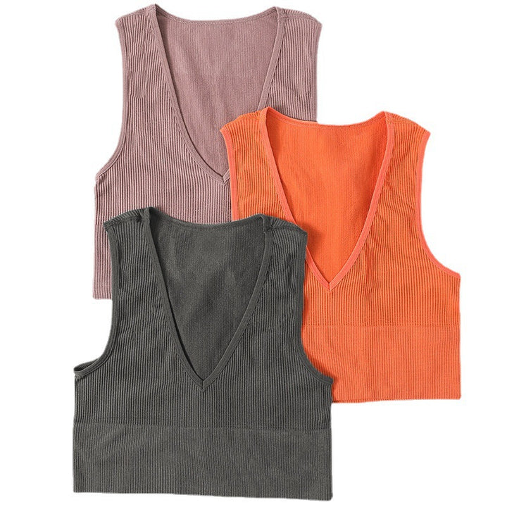 Dame Rib- V-udskæring Crop Top Stilla