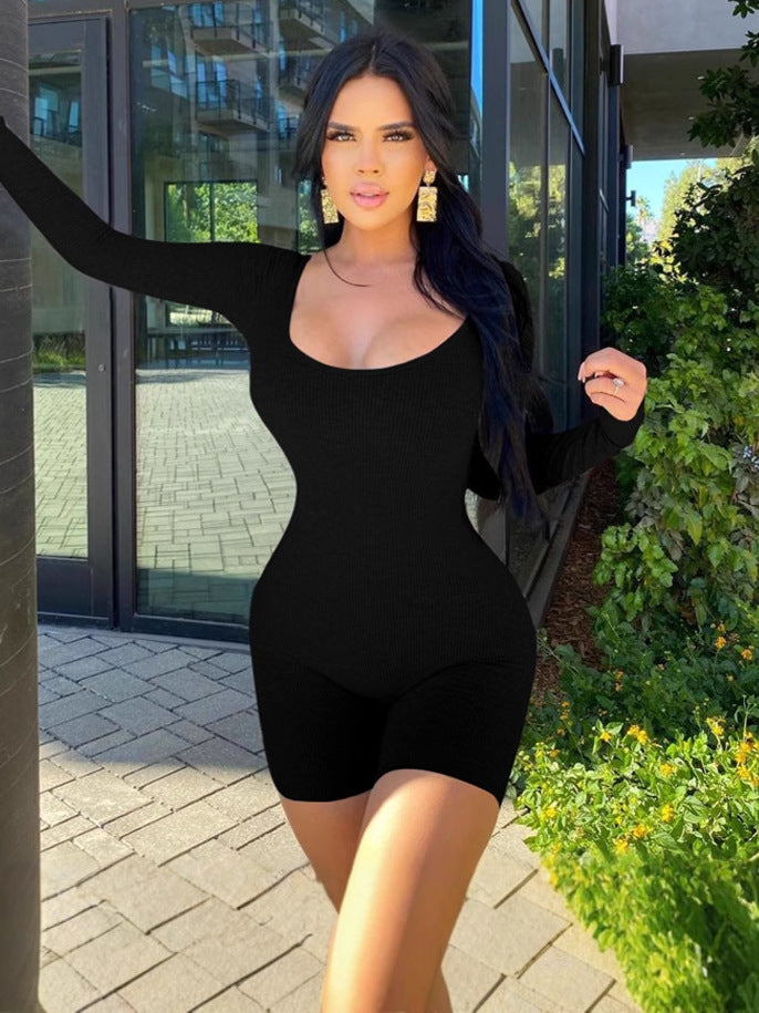 Dame Kompakt Bodystocking med lange ærmer og elastisk ribstrik Stilla
