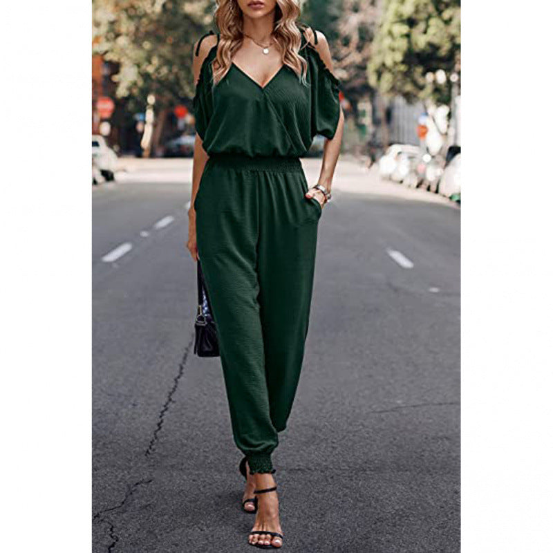 Femme Stilfuld Cold-Shoulder Jumpsuit med lommer Stilla