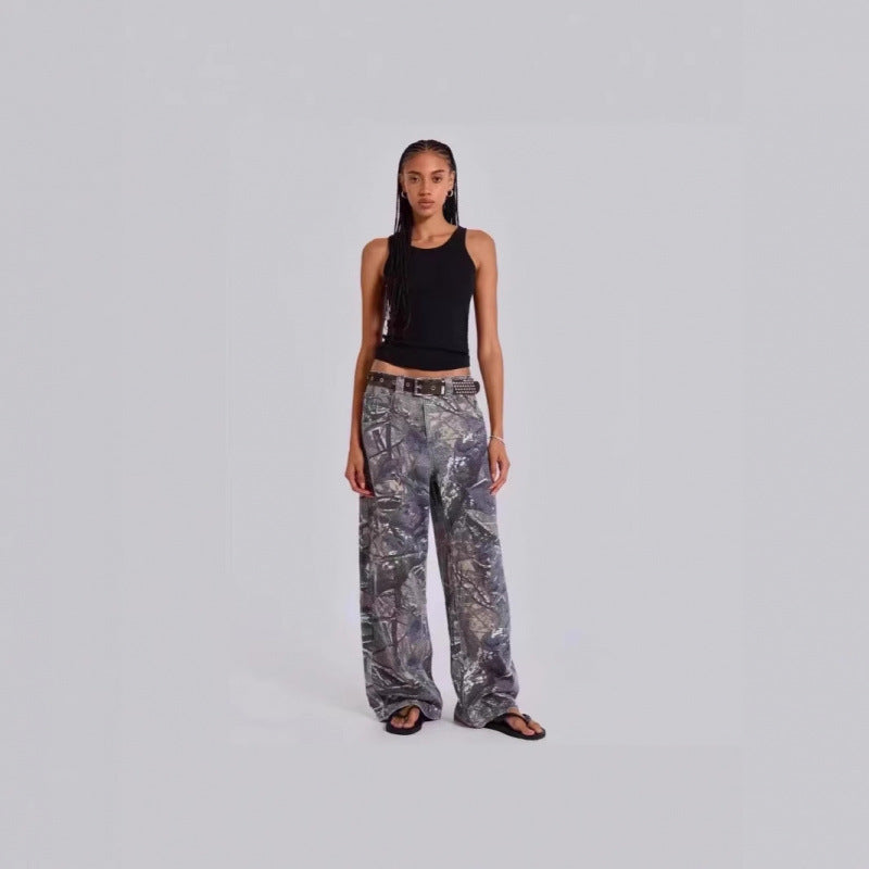 Dame Bred Camo-Print Bukser Stilla