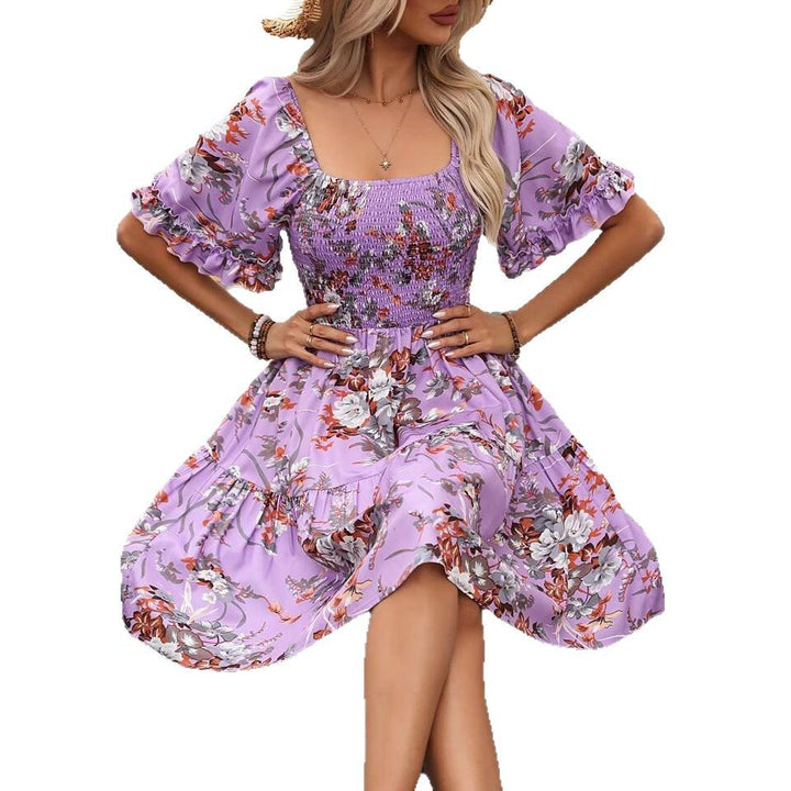 Dame Blomster Smocked Lagkjole Stilla