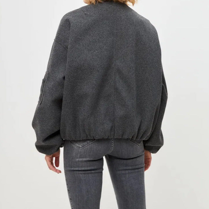 Dame Oversized Vandret Jakke med høj krave og sidelommer Stilla