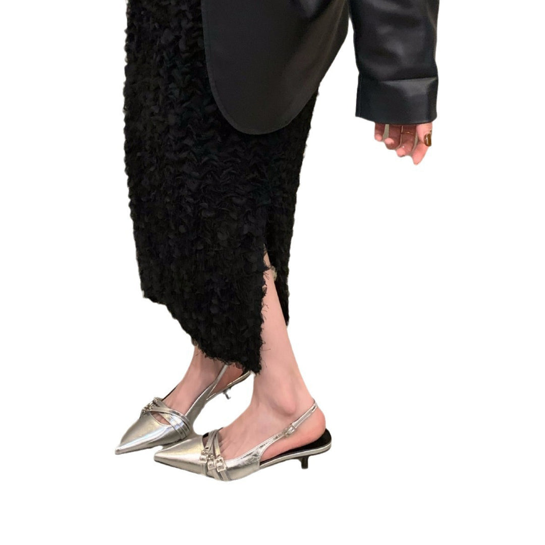 Dame Chic Slingback Kitten Heel Mules med dekorativ Sløjfe Stilla