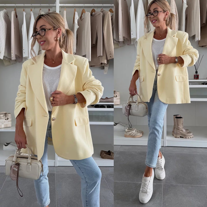 Kvinders oversized blazer med teksturerede ærmer Skovae