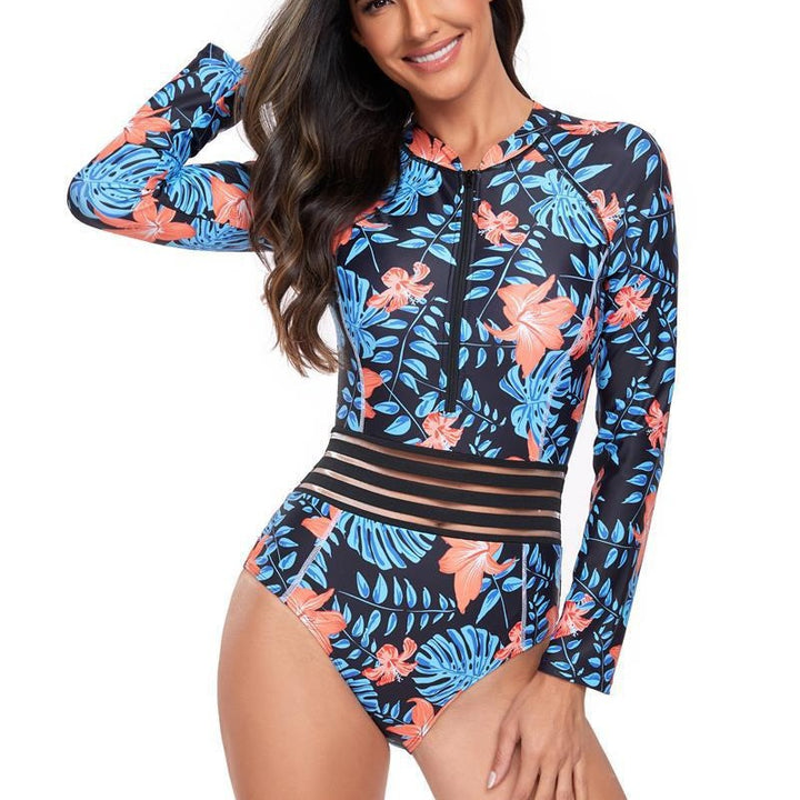 Dame Sports UV-beskyttende surfdragt med blomsterprint og lynlås Stilla