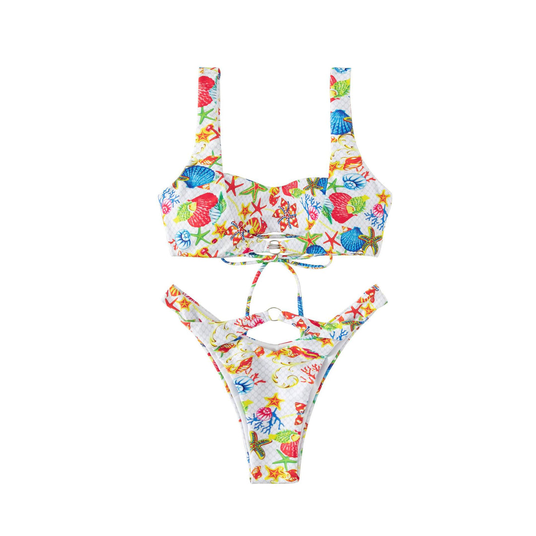 Dame bikini-sæt med sporty top og legende havdyr-motiver Stilla