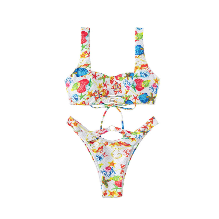 Dame bikini med blomsterdesign og justerbare stropper Skovae