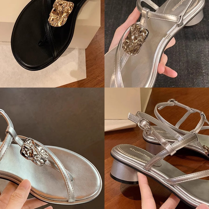 Dame sandaler med elegante gyldne accentuer Stilla