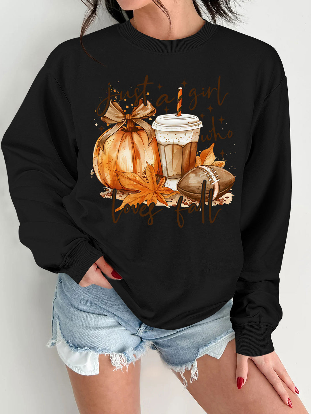 Kvinders sweatshirt med efterårsmotiv og inspirerende print Stilla