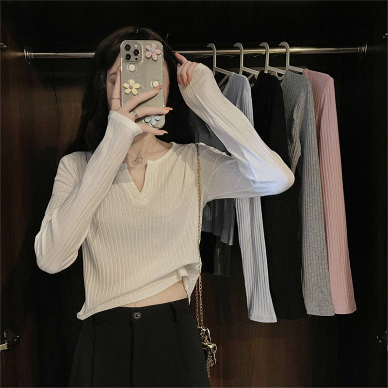 Femme Ribbet Langærmet Henley-Top Stilla