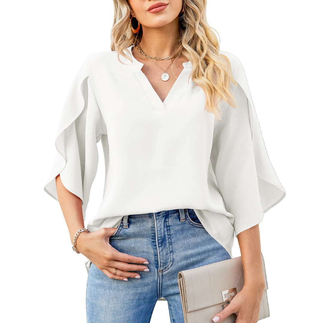 Damebluse med afslappet V-halsudskæring og voluminøse ærmer Stilla
